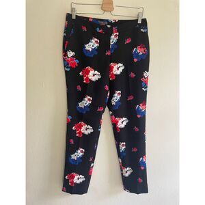 Vince Camuto Womens Traveling Bloom Floral Pants Sz 4 Black Red Boho Effortless